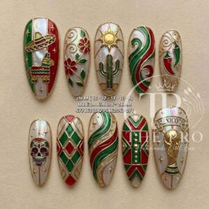 Pro Nails Exclusive: Mexico Royal Cyber Coquette Chrome Press-On Set