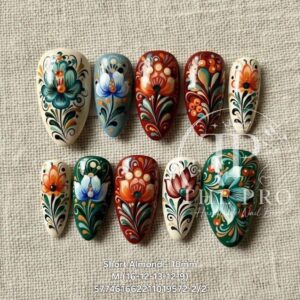 Pro Nails Exclusive: Sunset Blossom 3D Floral Press-On Set